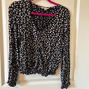 American Eagle Navy floral Blouse Size S